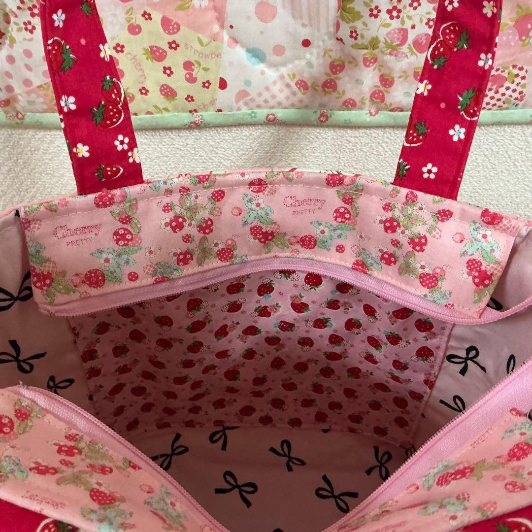 葉*明様 ファスナー付トートバッグ❣️バレリーナ♡ルミちゃん❣️真っ赤ないちごマ