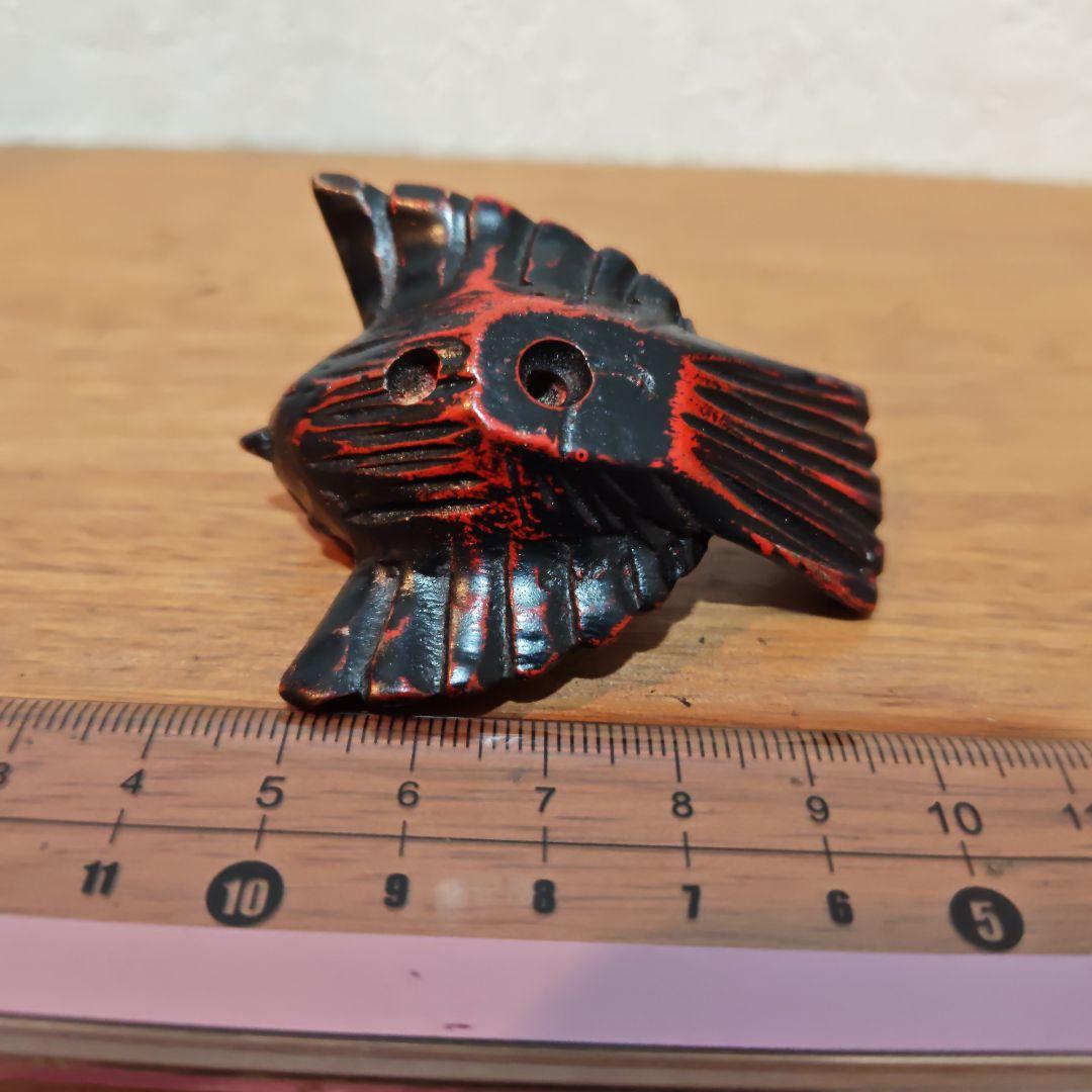 時代提物 極上木彫根付【福来雀】両羽根間約5.1cm 嘴尾間約6cm 重さ約8ｇ