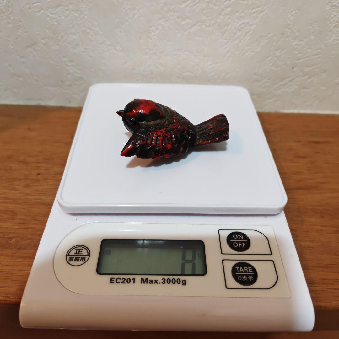 時代提物 極上木彫根付【福来雀】両羽根間約5.1cm 嘴尾間約6cm 重さ約8ｇ