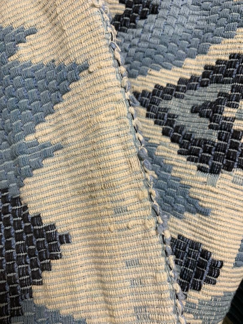 幾何学模様のラグ キリム 絨毯 インド 昭和レトロ 当時物