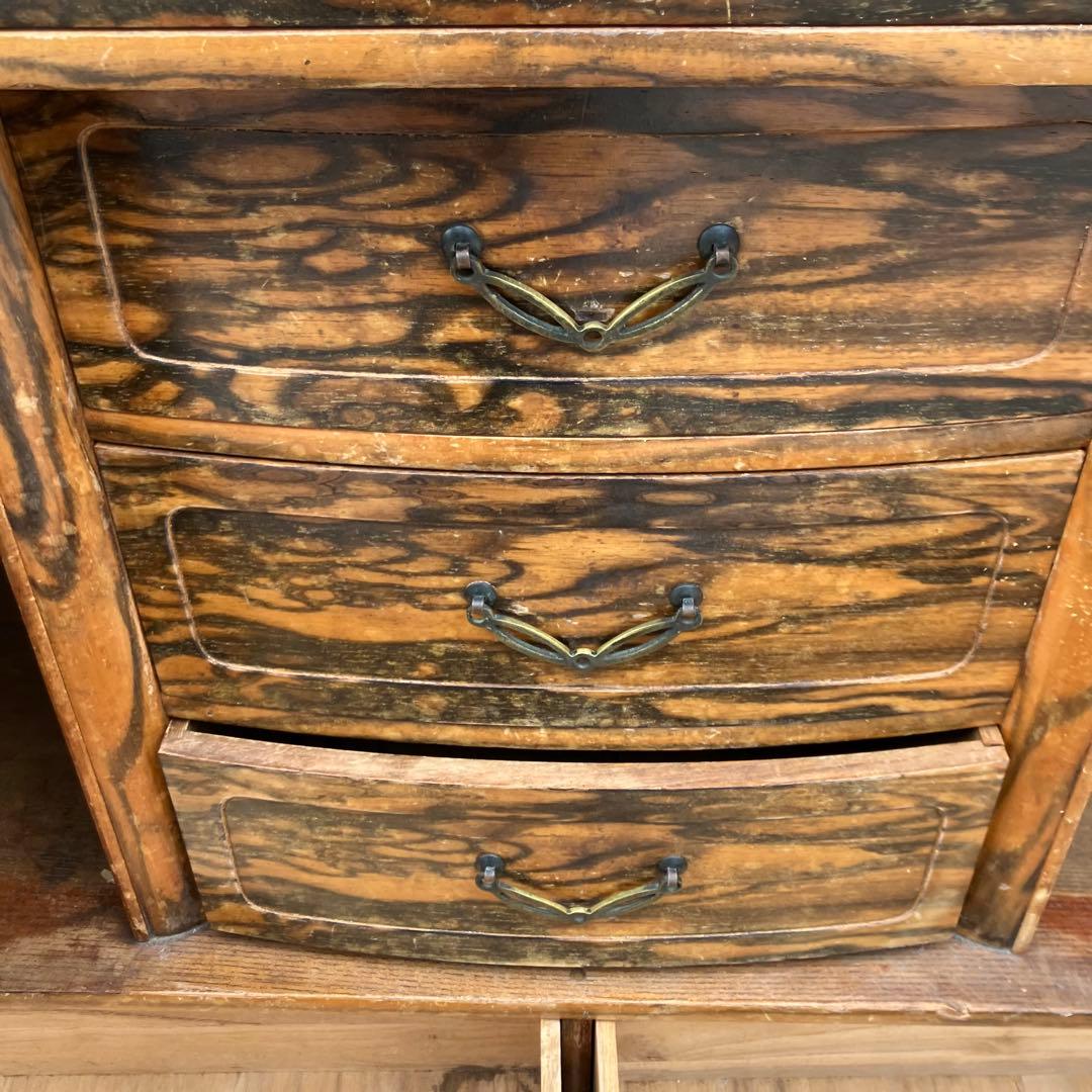 昭和レトロ 松永木工所 木製茶箪笥 茶棚 ガラス戸 サイドボード 古家具 古民家