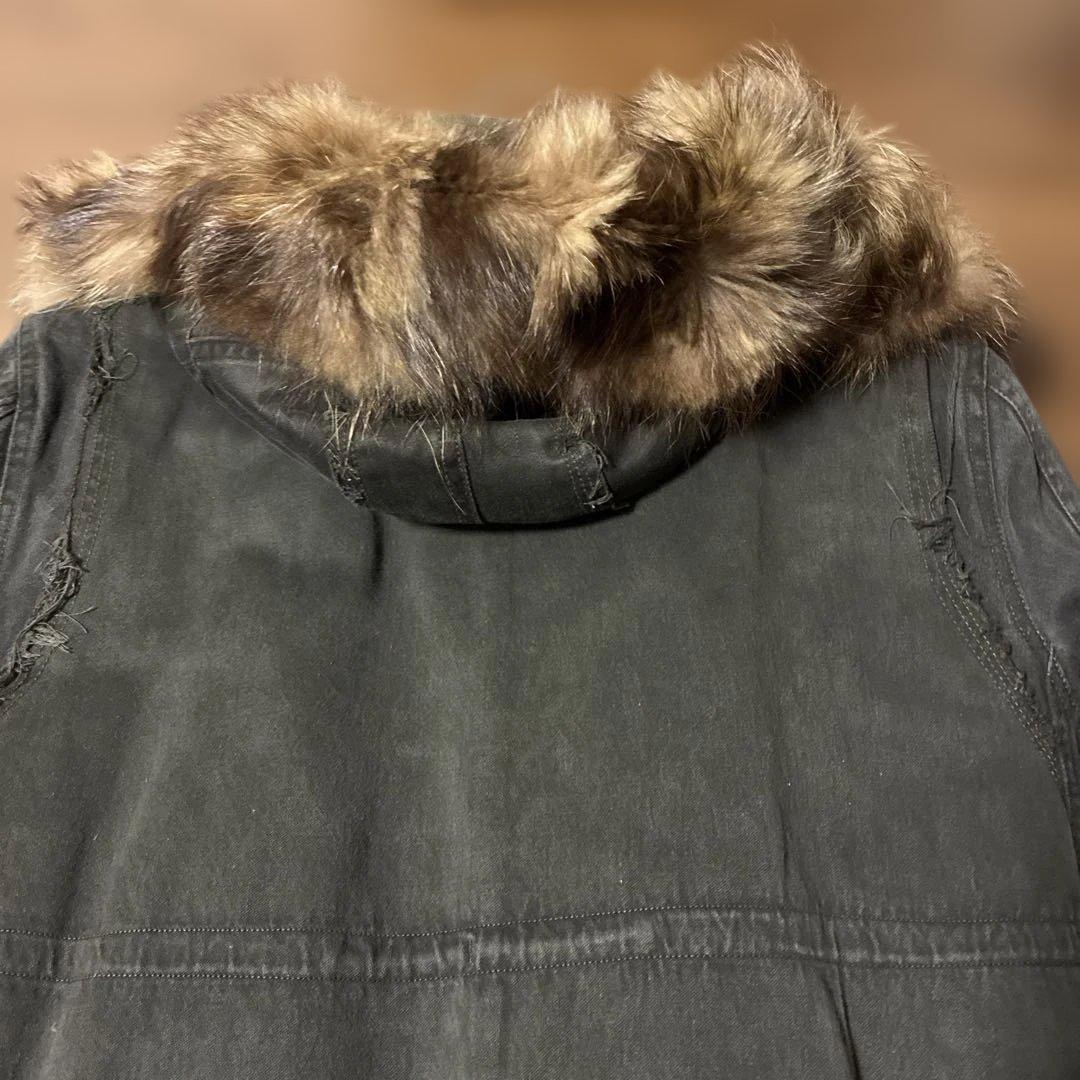 ［超美品］XH3Hb ゲベック　B'2nd グレー ファー付きモッズコート