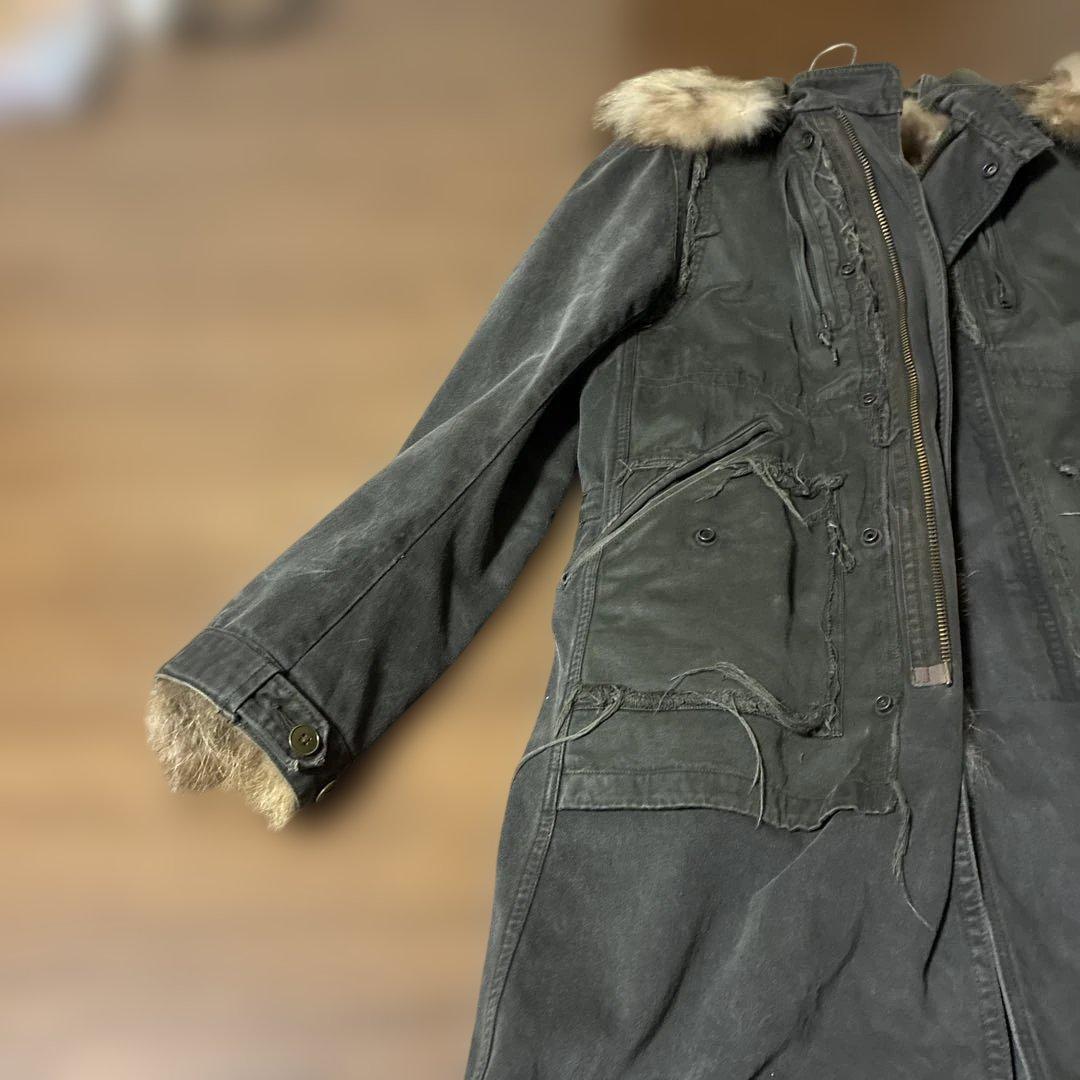 ［超美品］XH3Hb ゲベック　B'2nd グレー ファー付きモッズコート