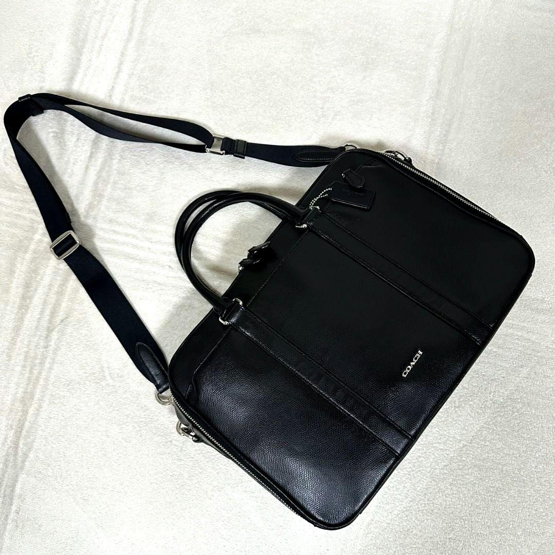 【極美品】COACH コーチ ビジネスバッグ 本革 レザー 2way ブラック