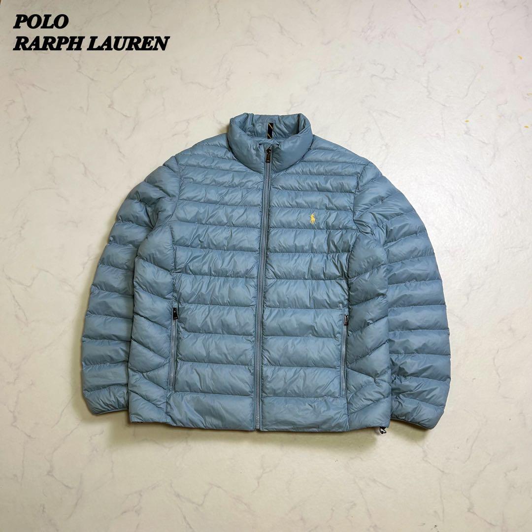 【美品】ポロラルフローレン 中綿ジャケット ブルー系 XL 刺繍ロゴ