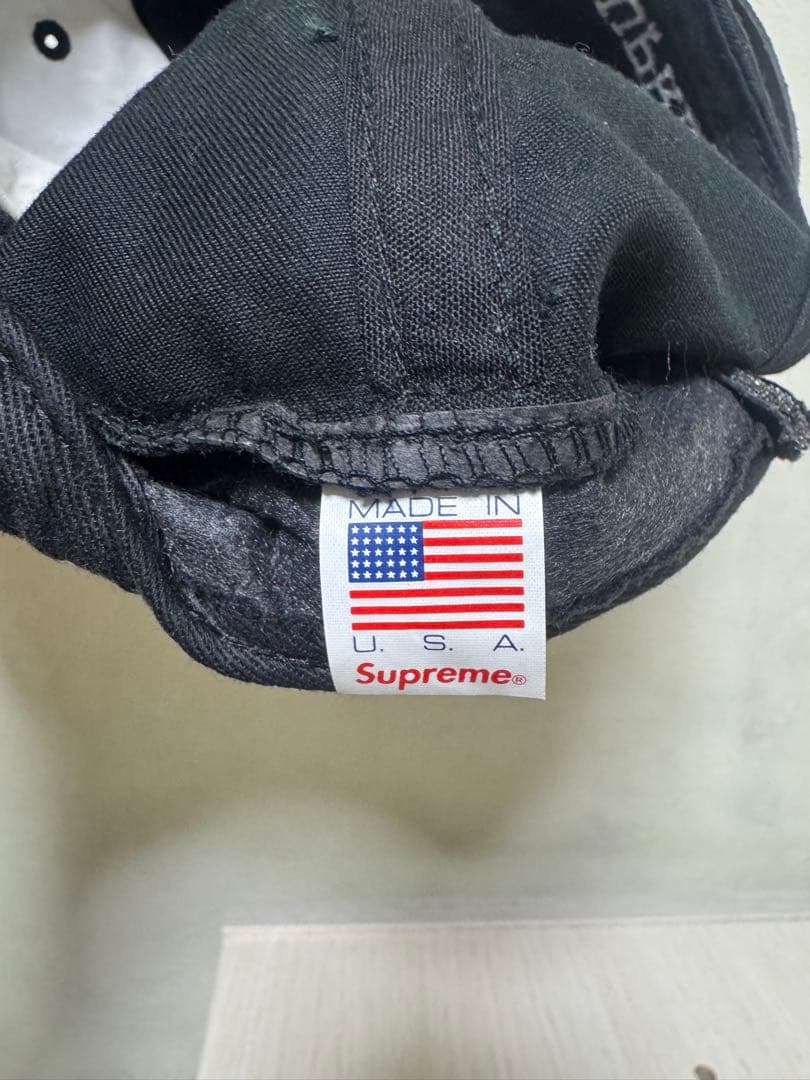 SUPREME ブラック キャップ S刺繍