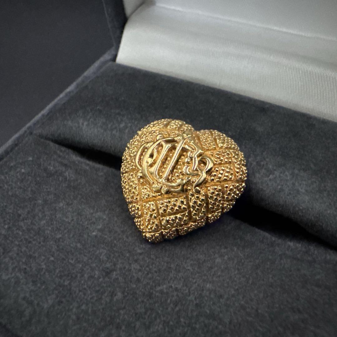 美品　オールド　ディオール　ピンブローチ　ハート　旧エンブレムロゴ　ゴールド