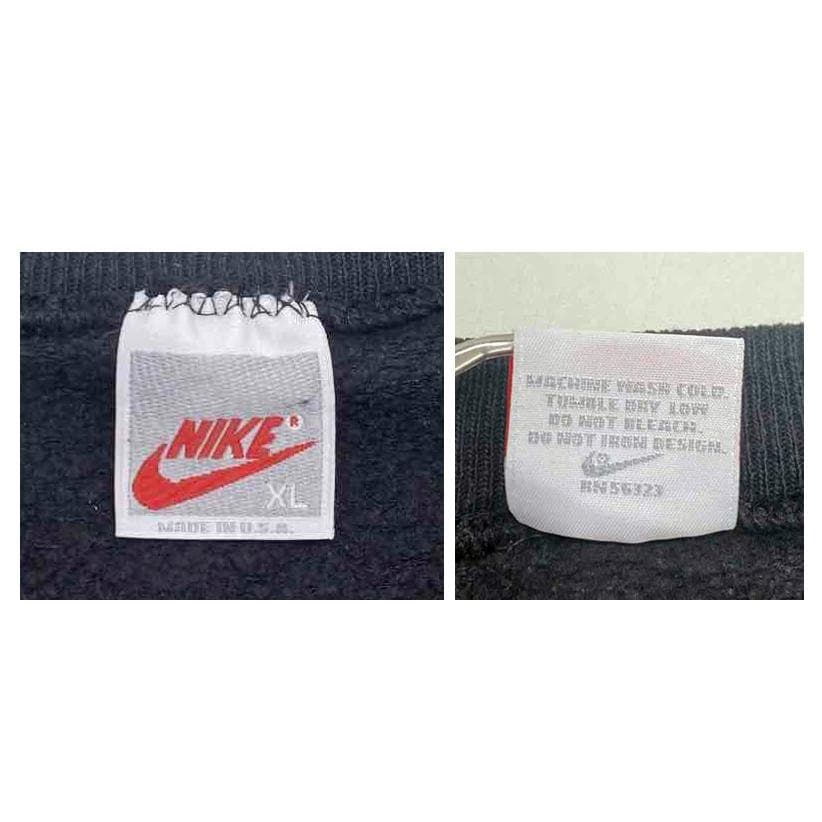 NIKE ファイヤーパターン 刺繍ロゴ スウェット USA製 古着 XL 黒