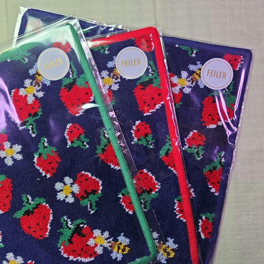 ☘️特価❗フェイラー　ミュベール　ストロベリー　ハンカチ　3色セット　未開封☘️