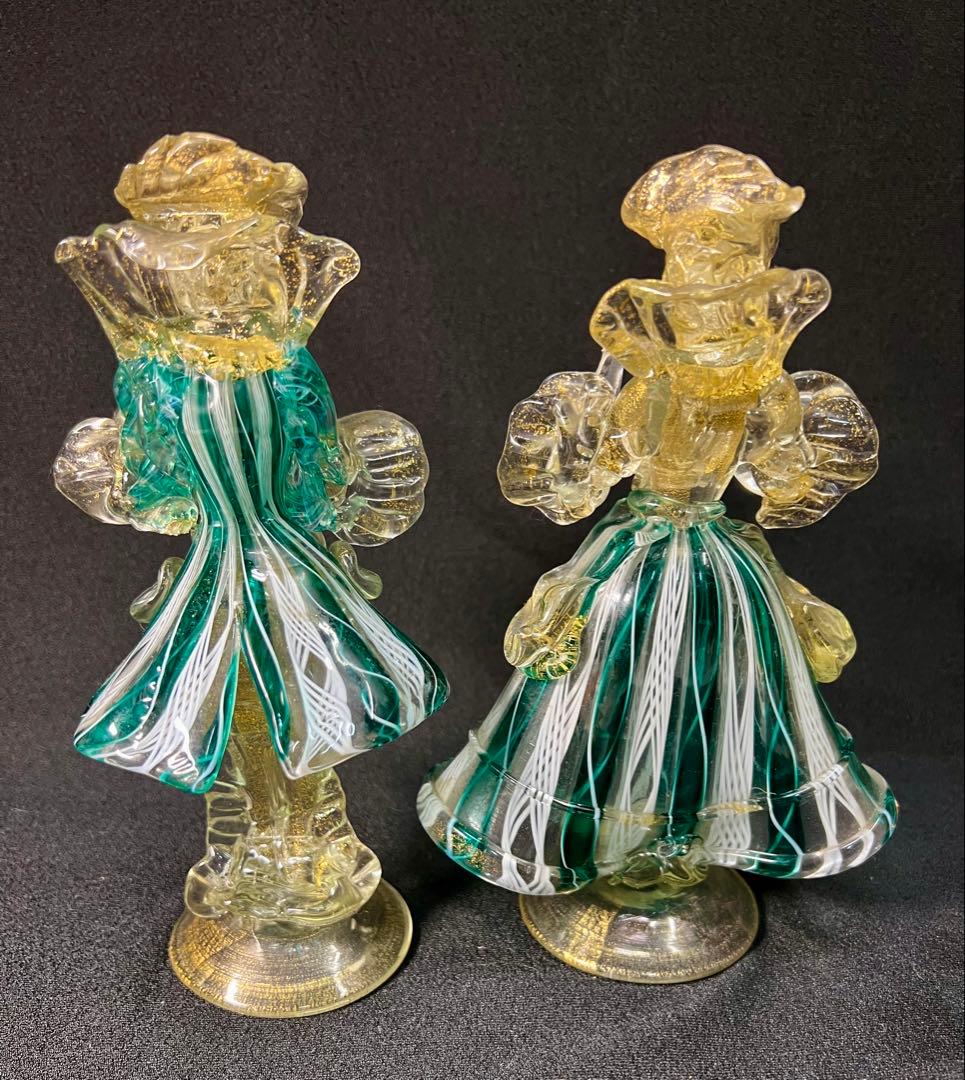 ベネチアン　ムラーノガラス　男女ペアー人形　置物