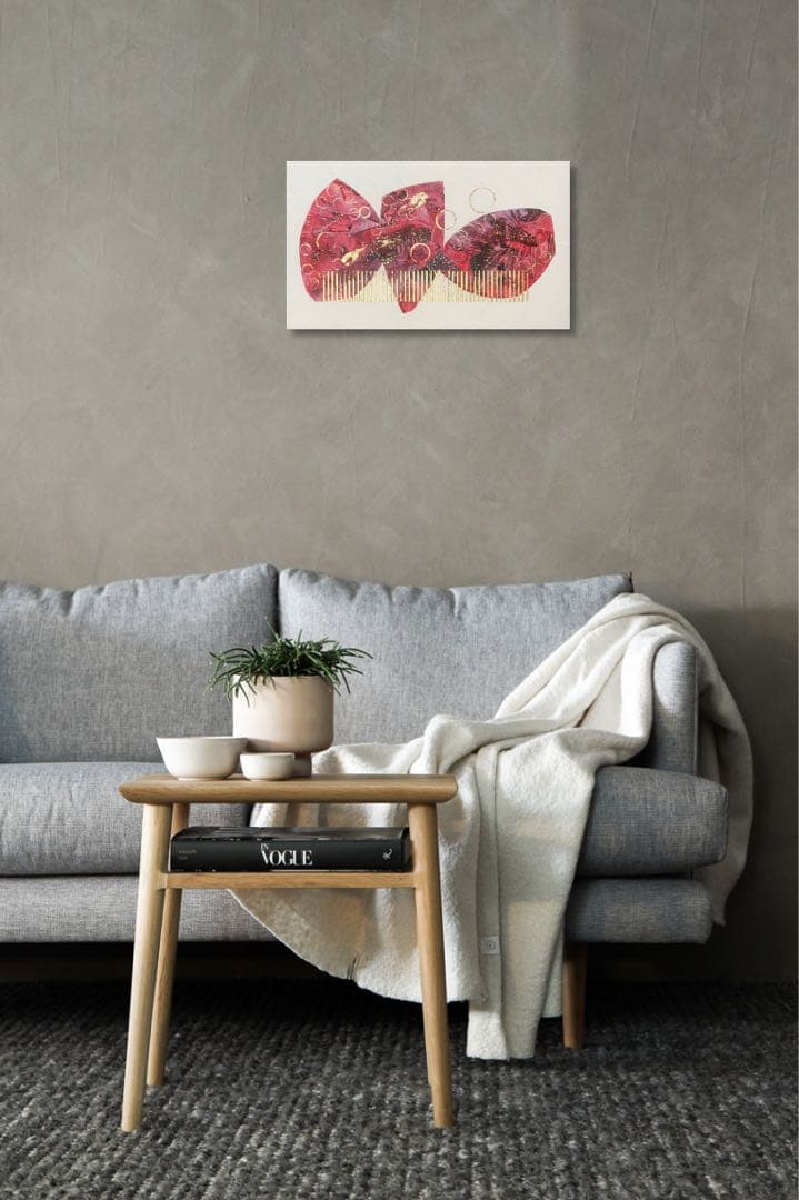 絵画　油絵　原画　一点物　抽象画　現代アート　北欧　赤　金　スタイリッシュ　M8