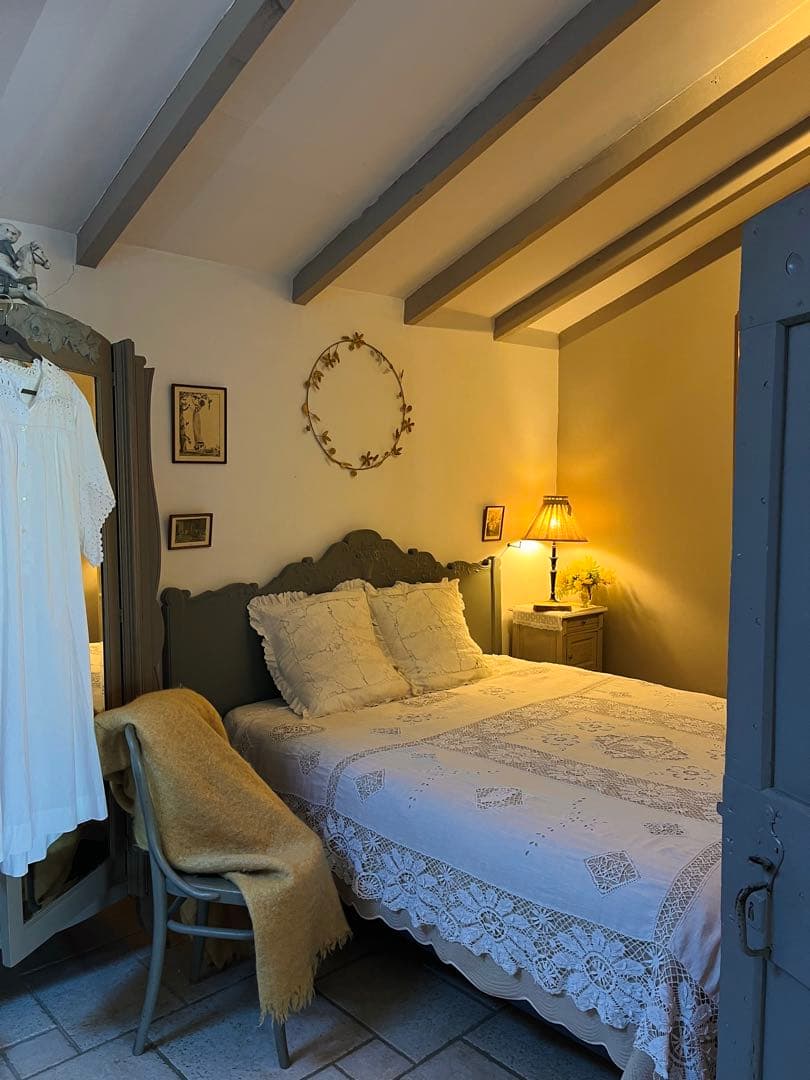 ◆フランスアンティークお宝級白天使の手刺繍超大判テーブルクロス大きいベッドカバー