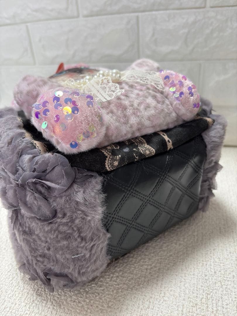 黒*こ様 コヤンイサムチョン　ファーバッグ　グレー　クラウディちゃん　ヒョウ柄う