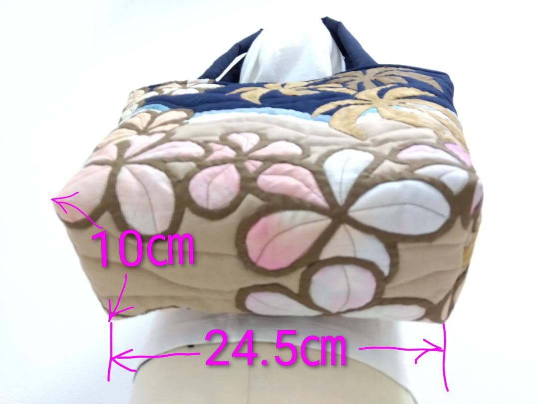 ハワイアンキルト　ハンドメイド　ヤシの木　プルメリアトートバッグ