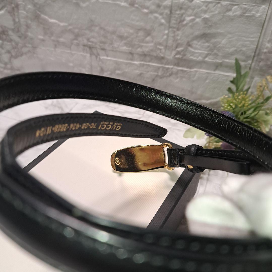 ✨️超美品✨️GUCCI グッチ ベルト ブラック レザー　 ゴールドバックル