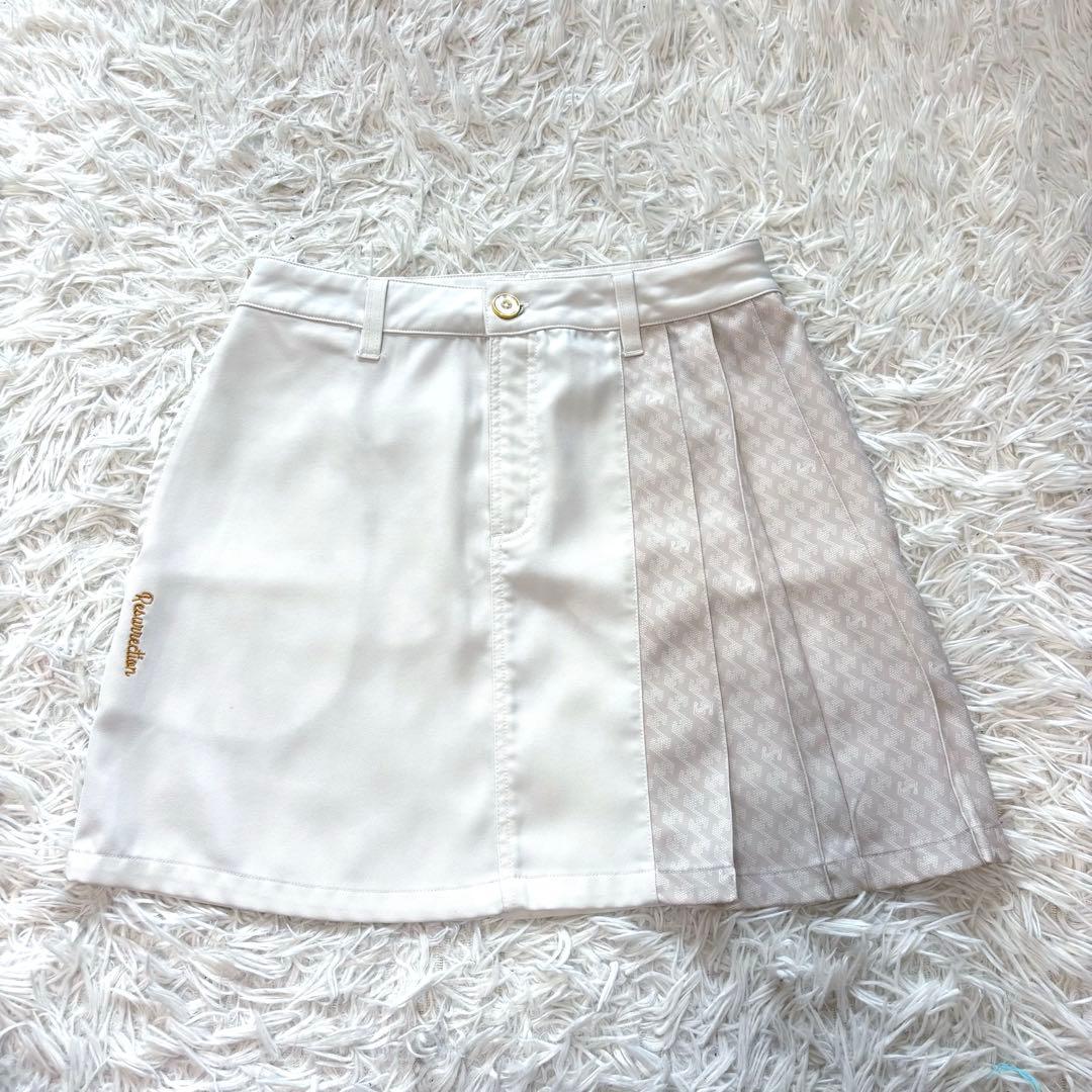 レザレクション スカート プリーツ ホワイト 総柄 プリーツスカート