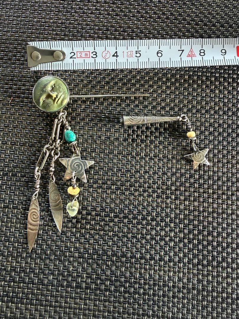 シルバー925 ヴィンテージ ピンブローチ 月 顔 星 モチーフ