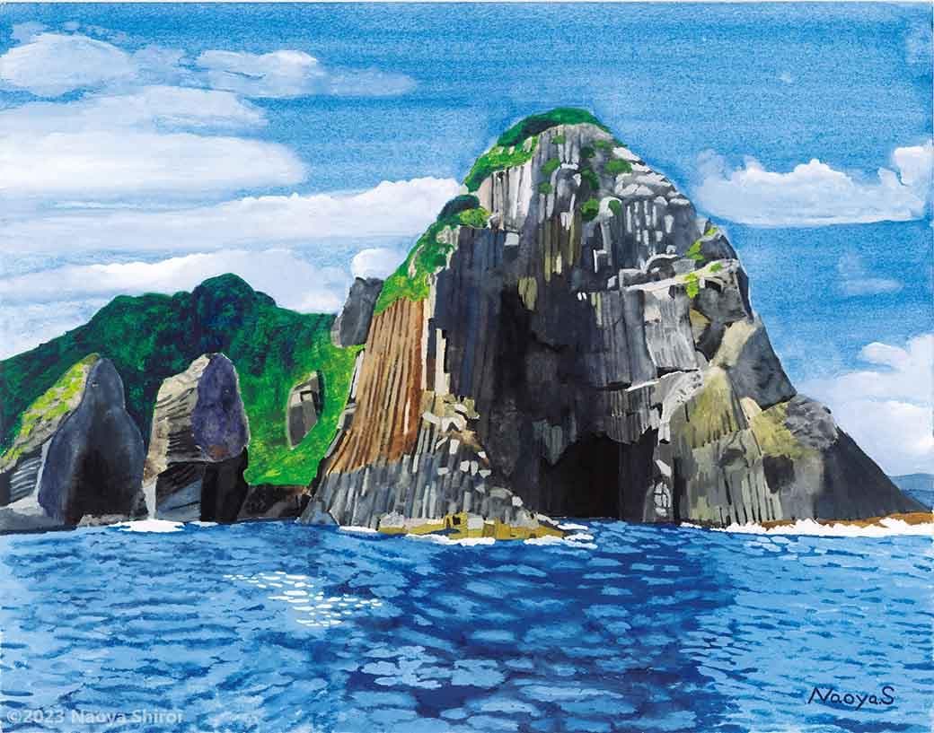 水彩画　ジクレー版画「芥屋の大門」（糸島市）