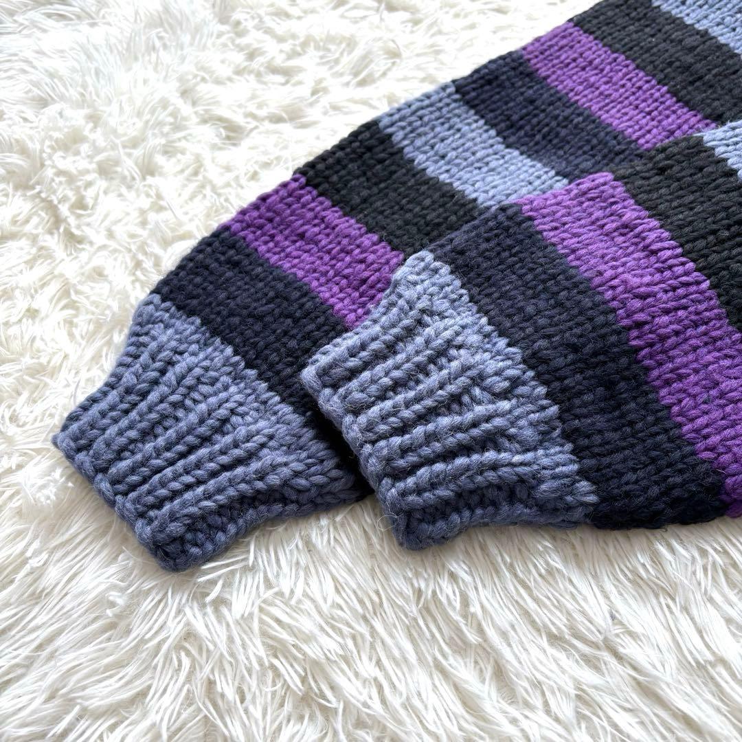 カナディアンセーター カウチンセーター ニット ボーダー柄 ジップアップ ウール