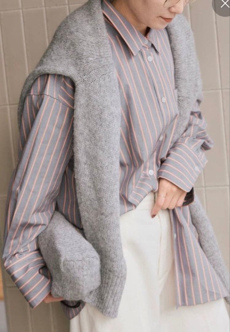 Spick and Span a&m マルチストライプシャツ　ネイビーベース