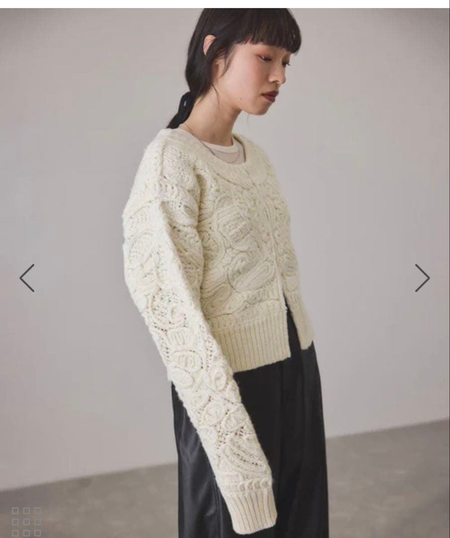 アダムエロペ　コードレースパターンニットカーディガン