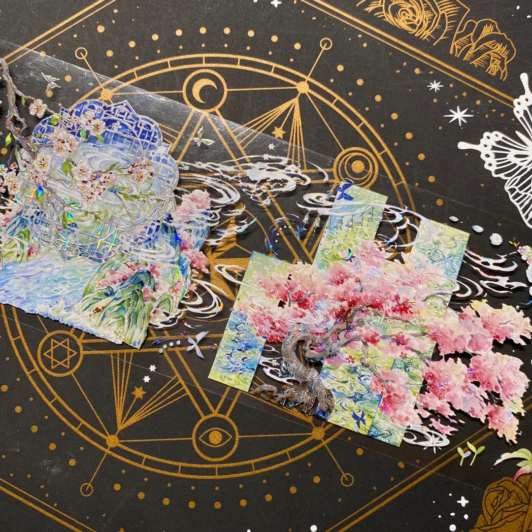 【9254】海外　マステ　中古巻　貝殻光マスキングテープ　半透明　自然風景