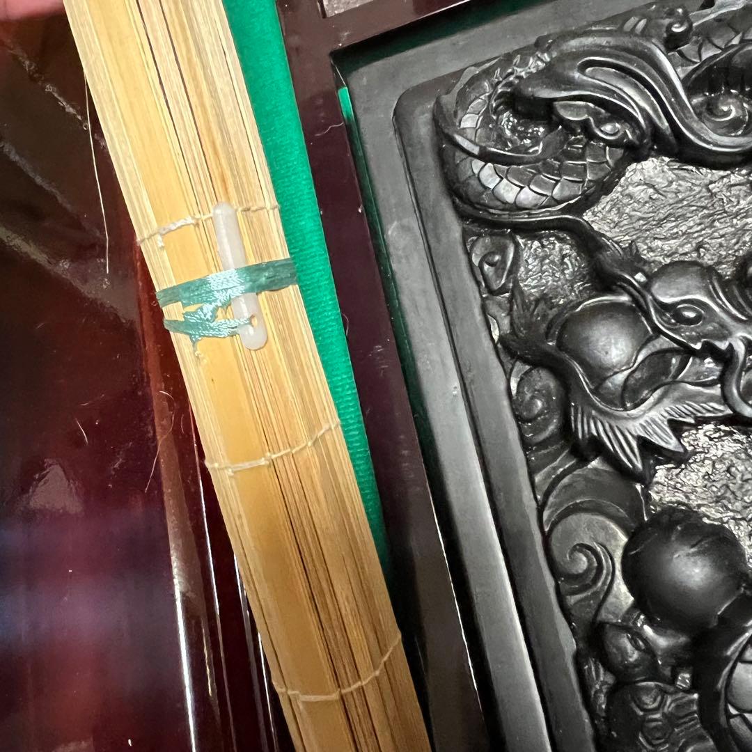 新品未使用 中国 書道具 成甫堂 青磁 上海 書道筆 中国筆 龍彫刻硯 水差し