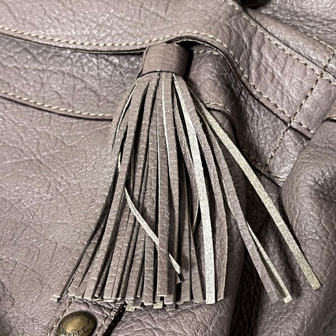 人気✨バーバリー ブルーレーベル ハンドバッグ シボ革 レザートート グレー