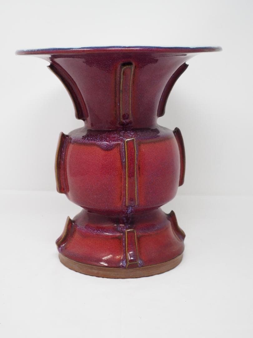 薔薇紅紫釉出戟尊花瓶　中国　宋　-SO