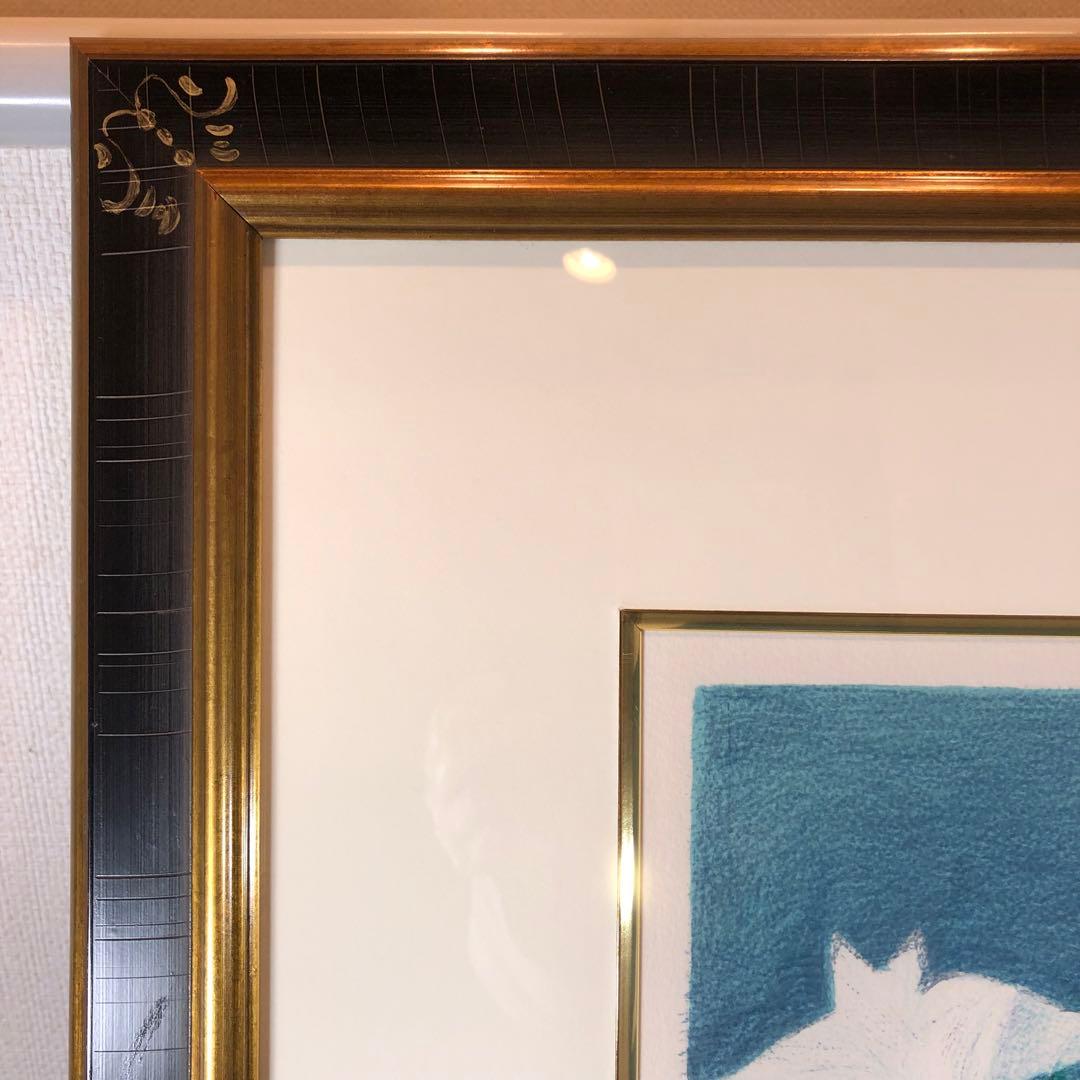 ボンコンパン　「百合の花束」 リトグラフ　作家直筆サイン入り　額縁付絵画　美品