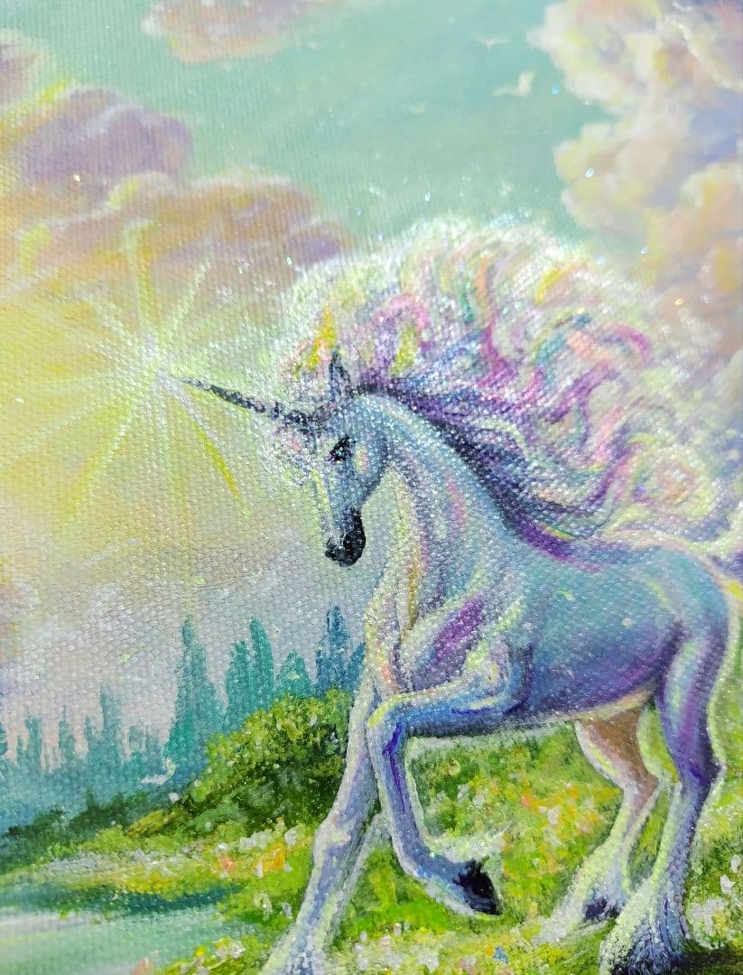 琥*ん様 【ユニコーン】アクリル画 F3 風景画 絵画