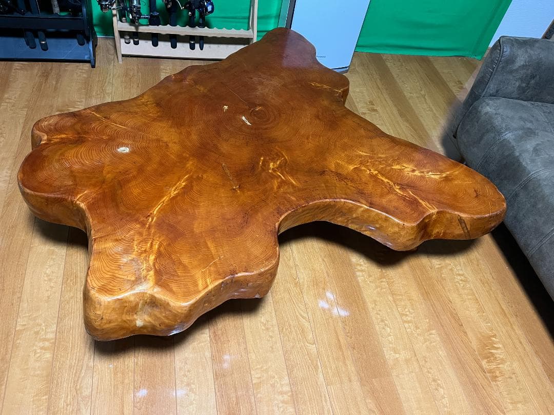 【天然木 一枚板】欅 ケヤキ テーブル 光沢仕上げ 140×70cm 60kg