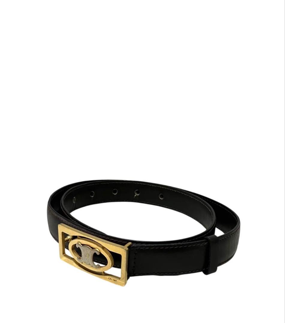 CELINE セリーヌ トリオンフ レザーベルト ゴールド金具 サイズ65