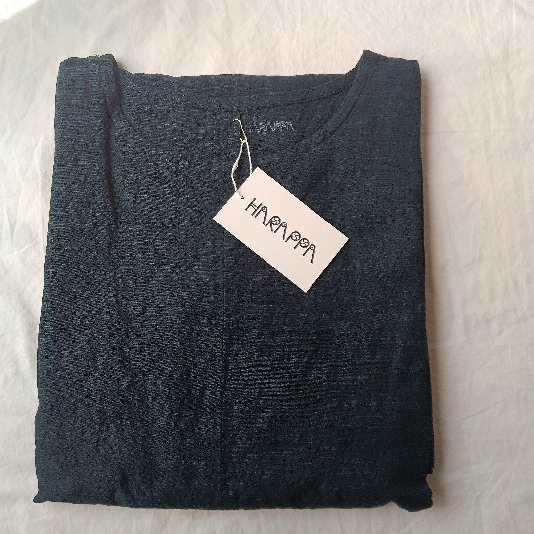 はらっぱ会津木綿スモックワンピース黒緑未使用品