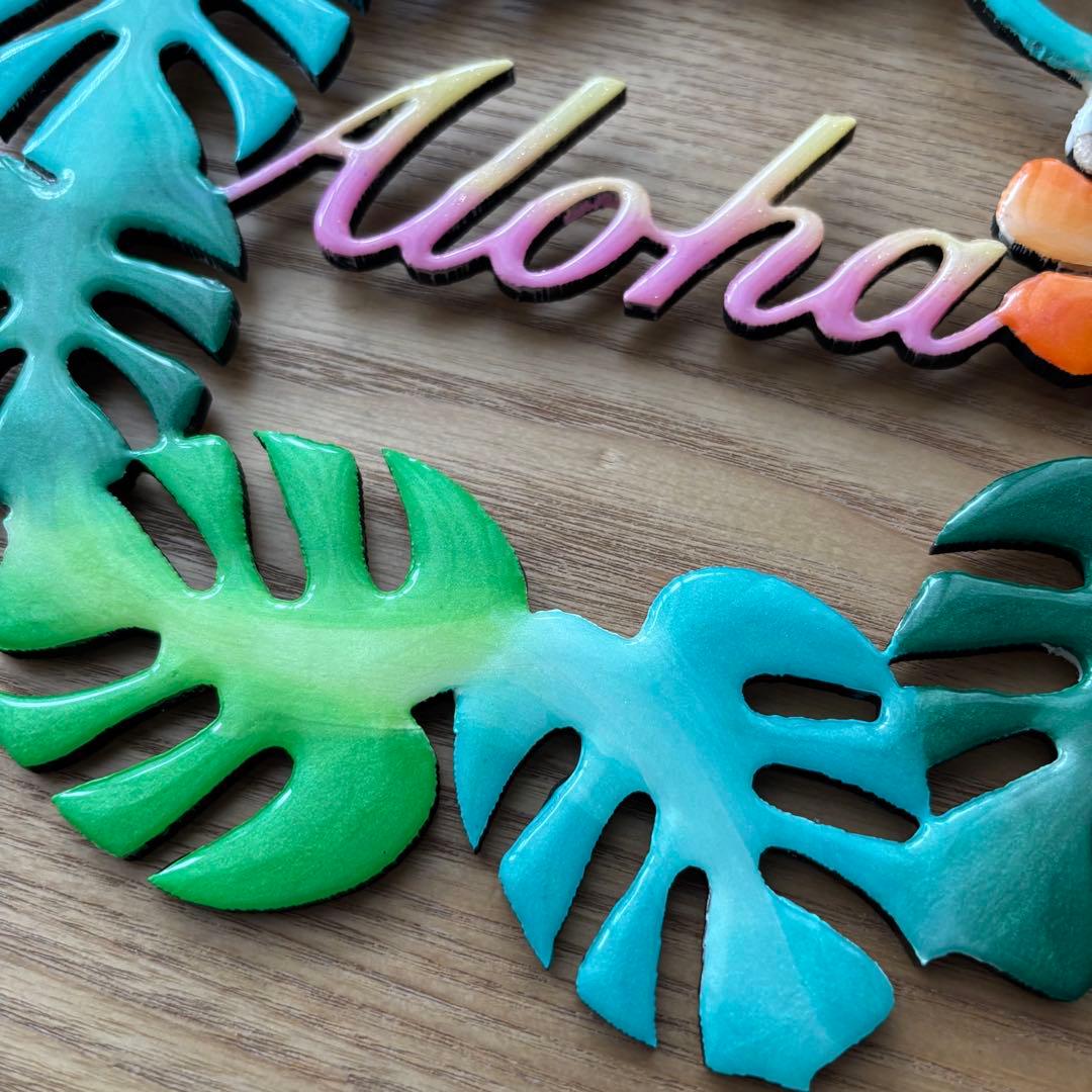 レジン　オーシャンアート　モンステラリース　海　29cm　No.1045