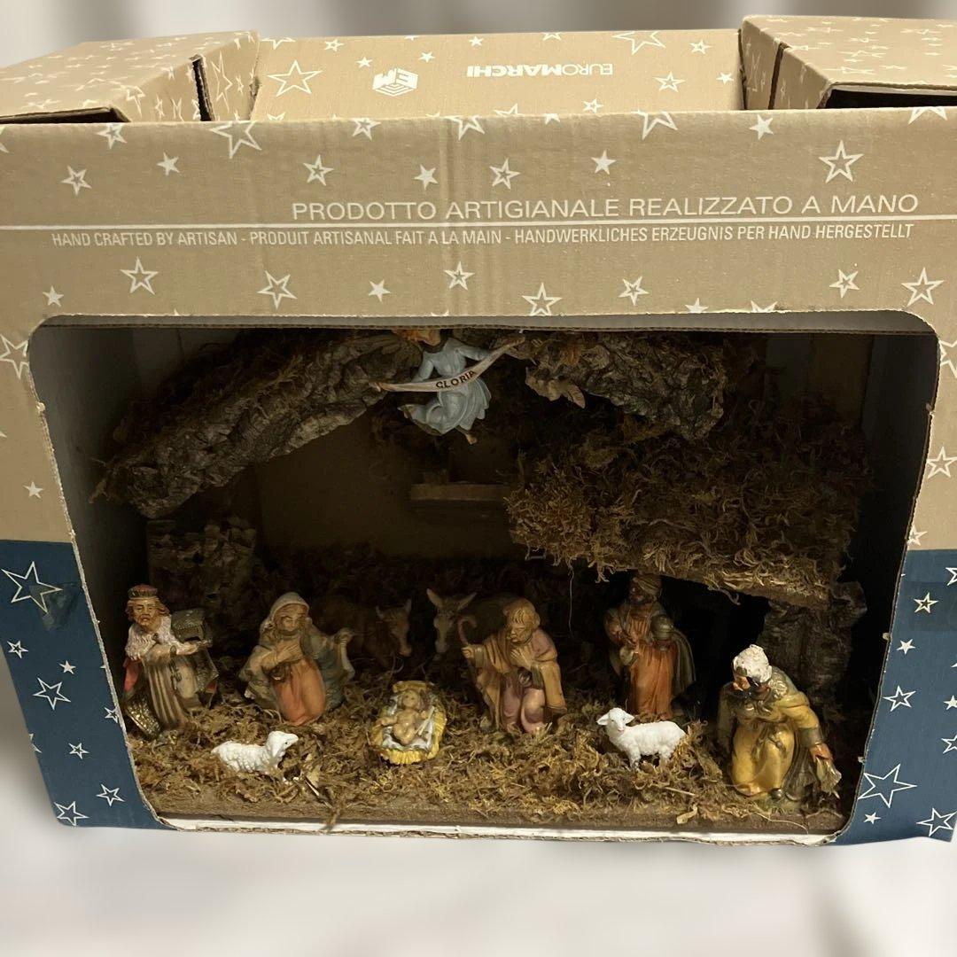 イタリー製 クリスマス プレゼピオ 馬小屋 降誕セット 手作り 人形11体付