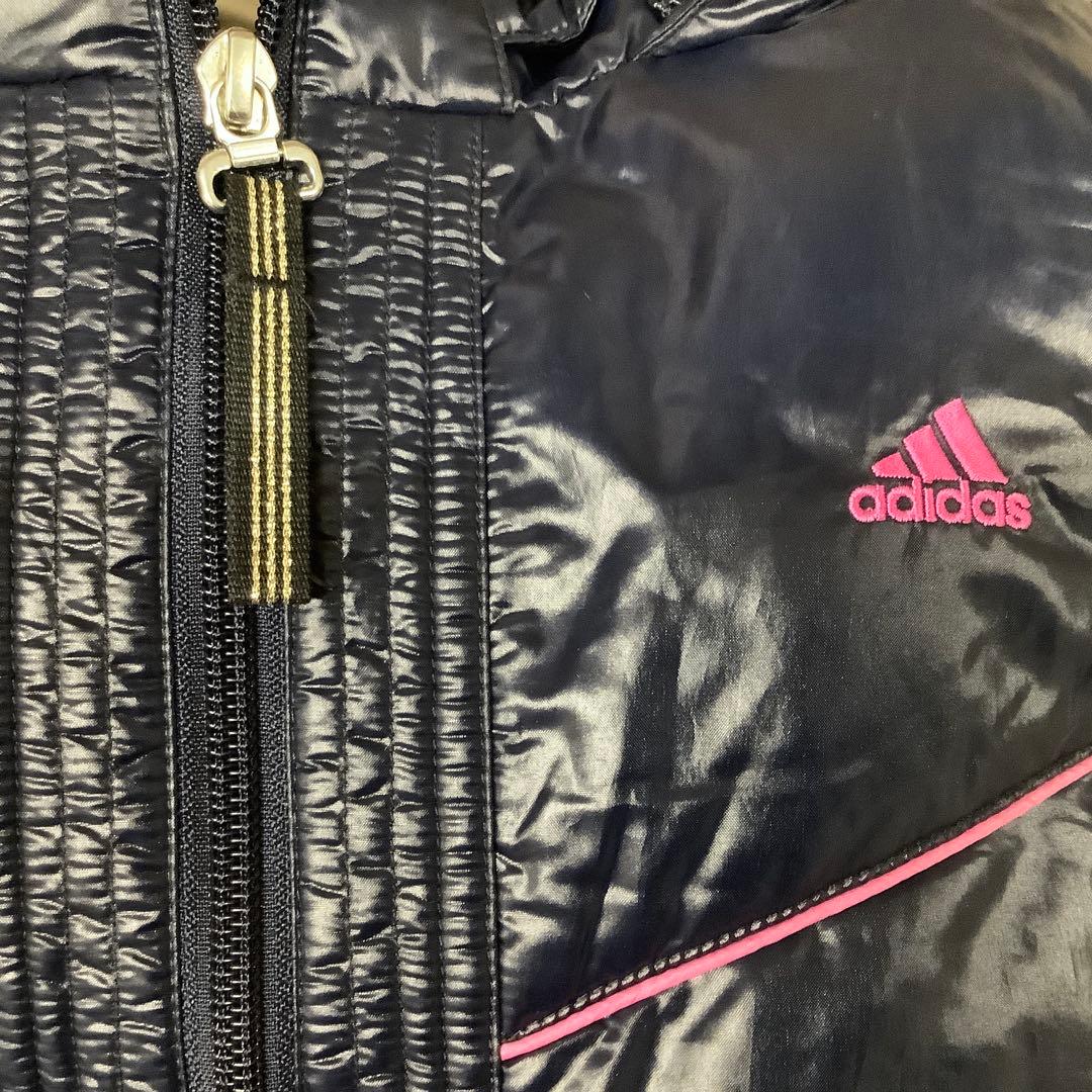 adidas 中綿コート ベンチコートレディース LL ツヤありネイビー