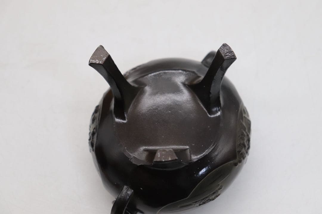 銅製　獅子摘み香炉　共箱　茶道具　送料込み250926