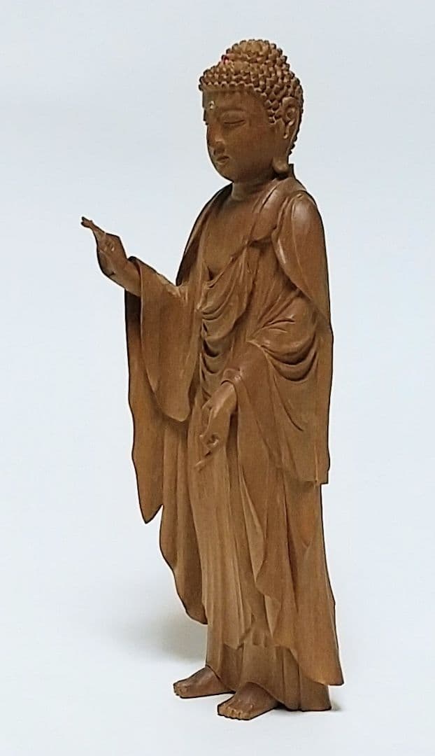 阿弥陀如来立像 5寸 像のみ #662 ◆白檀 木彫 仏像