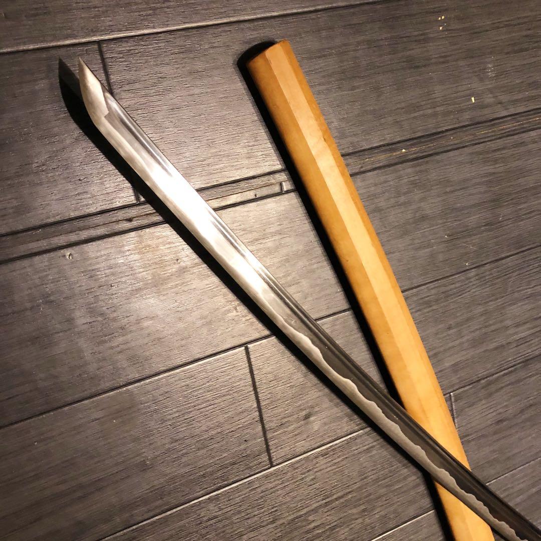 濃州関工　最高級模造刀 白鞘 樋入り刀身　居合刀太刀　段平