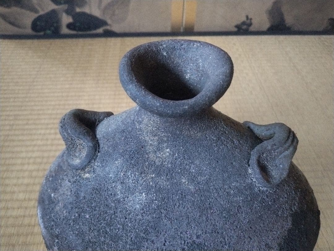 備前焼　森陶山作　扁壺　個展出品作　飾り壺　花器　骨董　日展作家　佳品