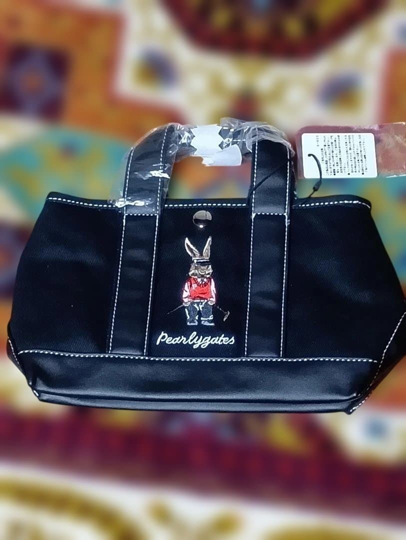 新品未使用品 Pearlygates ウサギ刺繍 トートバッグ 黒