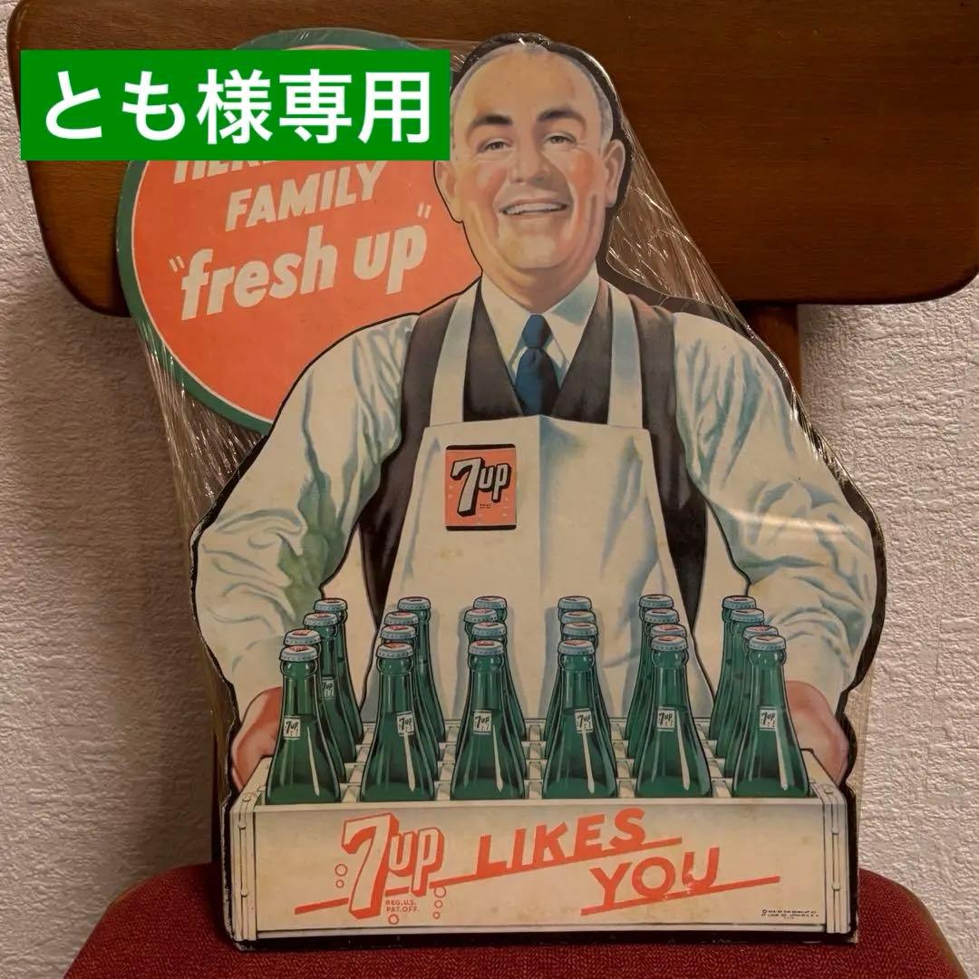 とも　《本物》【セブンアップ 7UP】ヴィンテージ紙製看板