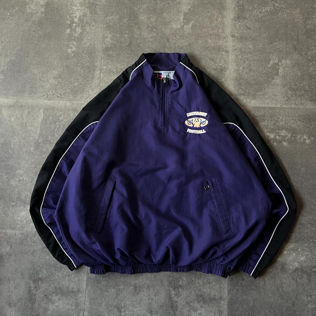 90s RUSSELL ATHLETIC ナイロン ハーフジップ XL A71