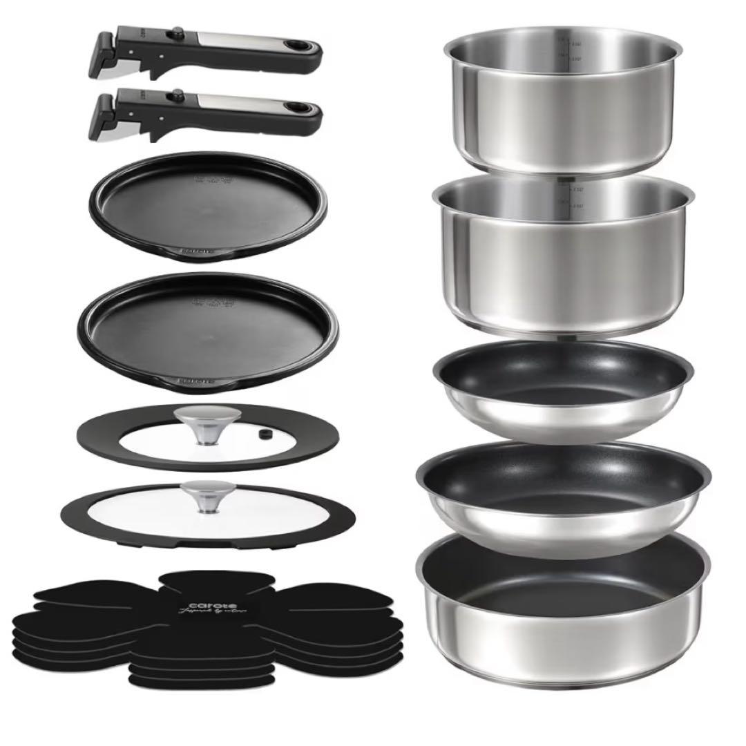 CAROTE カローテ フライパン セット 15点 ステンレス IH·ガス火対応