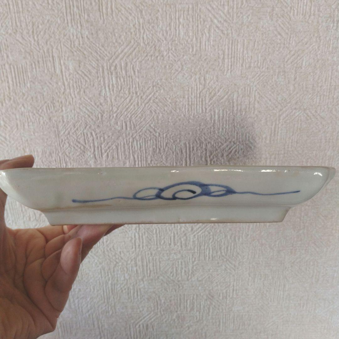 古伊万里切込焼蛸唐草長皿二客