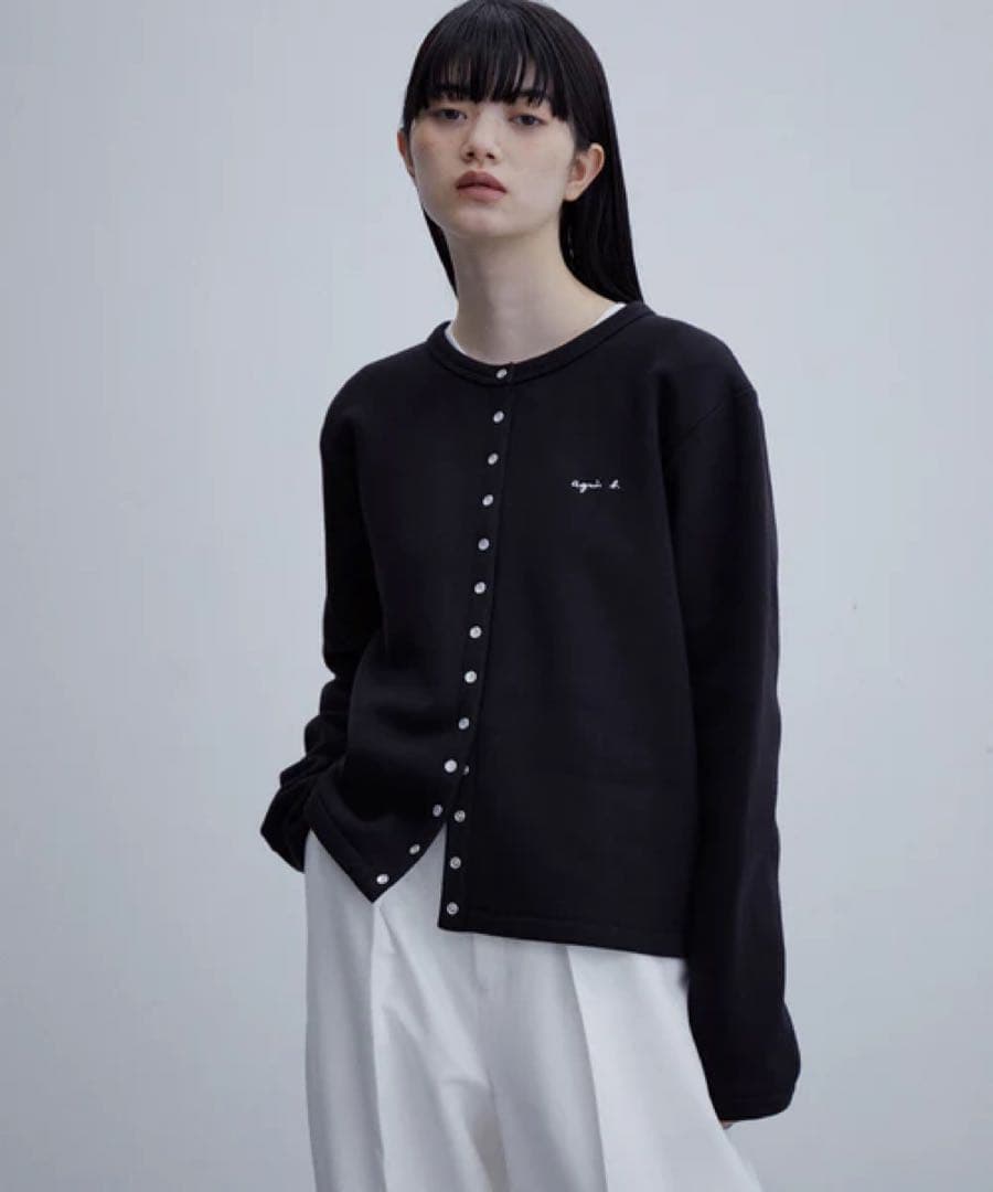 agnes b.× ADAM ET ROPE裏起毛 カーディガン ブラック