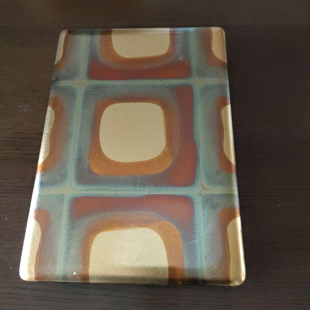 金沢　金銀箔工芸　文箱　硯箱　古代箔 青磁水滴 角 (小)硯と墨と毛筆筆のセット