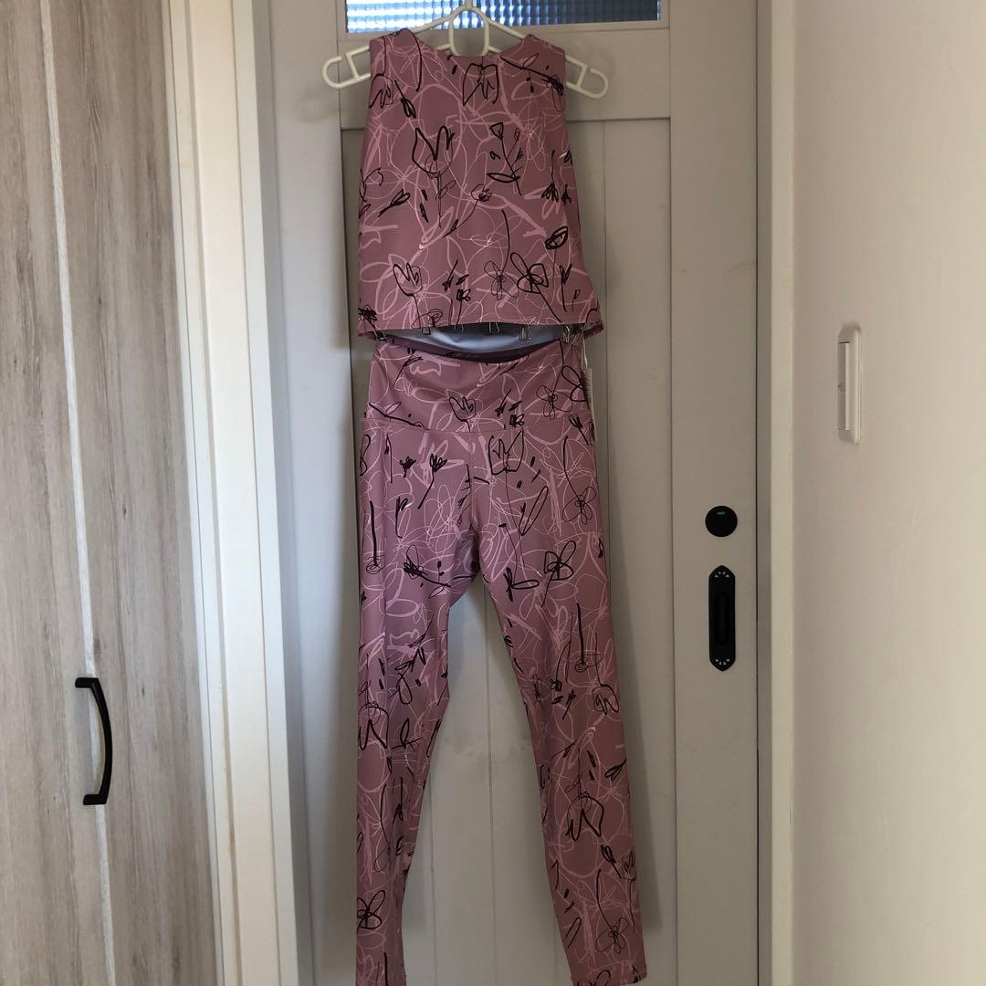 花柄 ヨガウェアセット ピンク