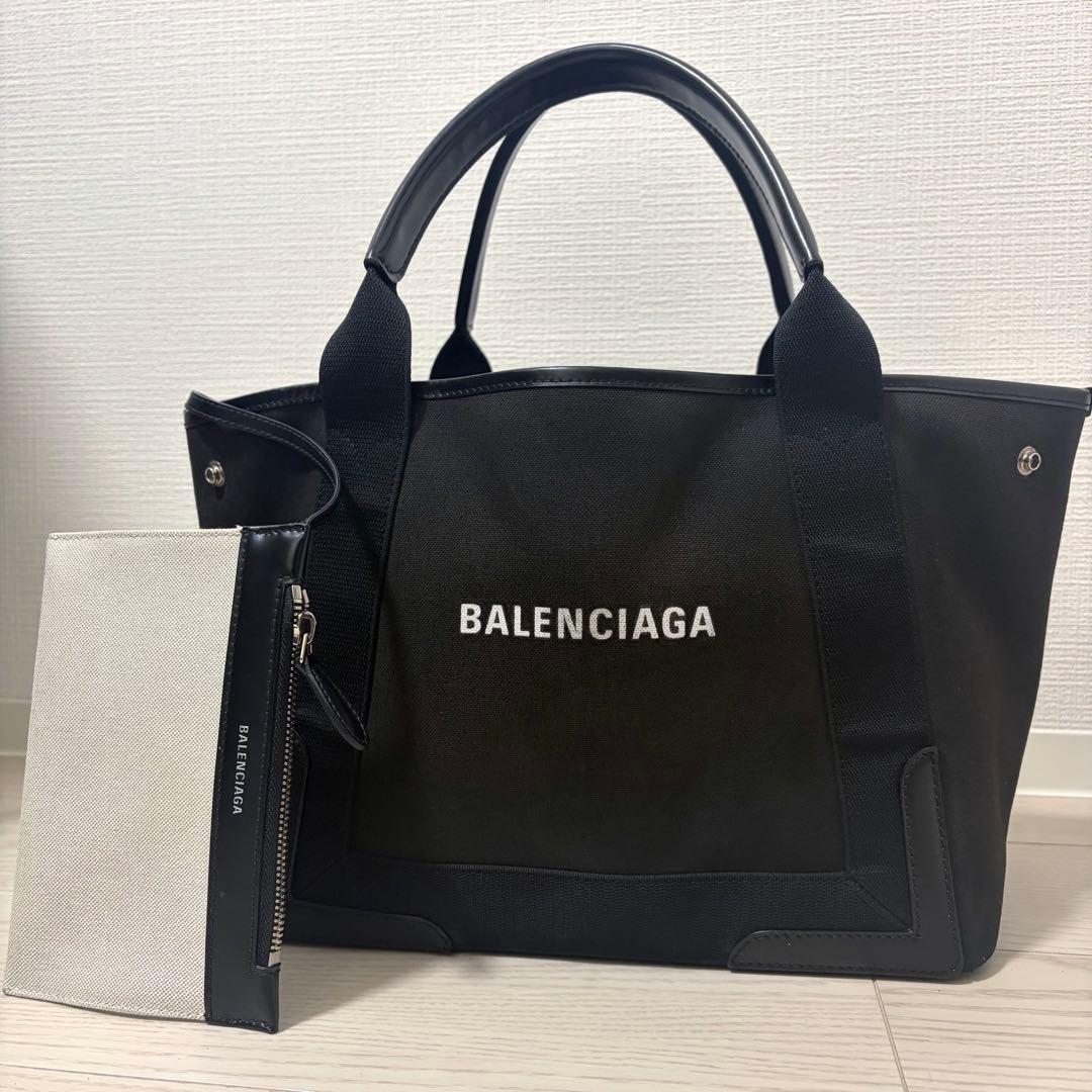 ✨美品✨BALENCIAGA　ネイビーカバスS　ハンドバッグ　キャンバス　黒